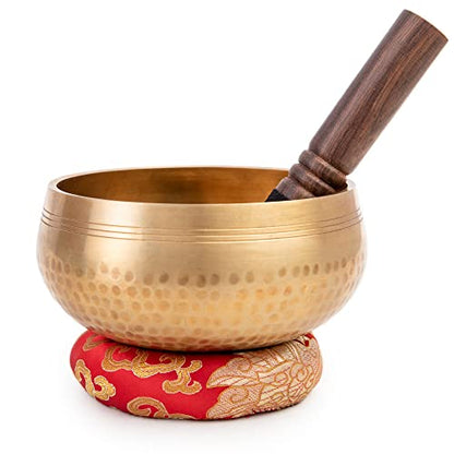 Tibetan Singing Bowl Set - Easy To Play for Beginners - Authentic Handcrafted Mindfulness Meditation Holistic Sound 7 Chakra Healing Gift by Himalayan Bazaar (5")
