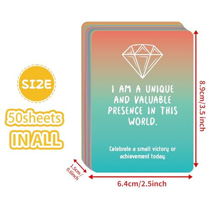 Mindfulness Cards, 50-Piece Cards, Paper Motivational Card with Gradient Design for Self-Reflection, Personal Growth, Team Motivation, Teens, Adults