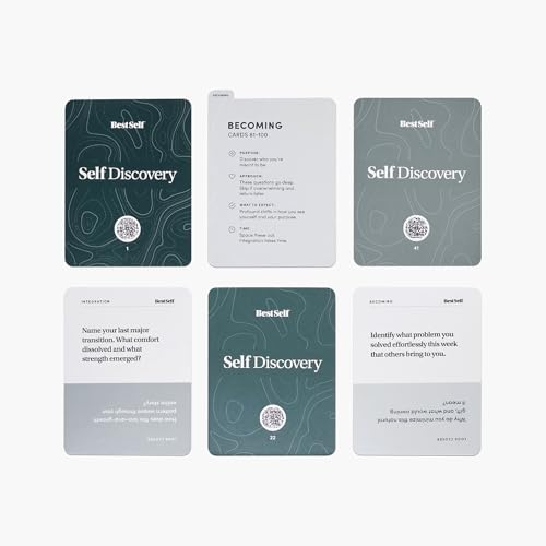 BestSelf Self-Discovery Deck - 50 Daily Prompts for Positive Affirmations & Personal Growth. Engage in Daily Thought & Improve Yourself!