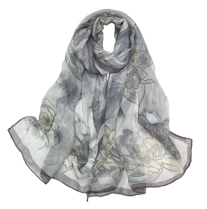 Pokeedioty Scarfs for Women Lightweight Fashion Scarves Elegant Floral Pattern Sheer Scarfs Sunscreen Shawls Wraps - color: P 0147