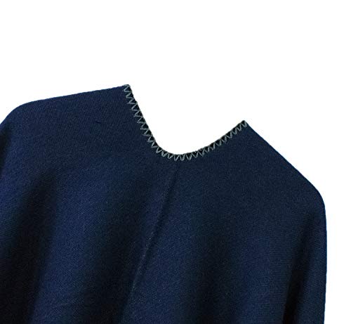 Urban CoCo Women's Color Block Shawl Wrap Open Front Poncho Cape - color: Series 21-navy Blue