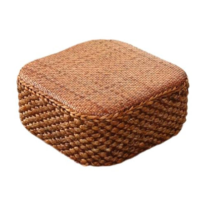 Rattan Cushion for Floor Seating, Meditation Pad for and Relaxation, Dark Square Stool - color: Dark Square Stool