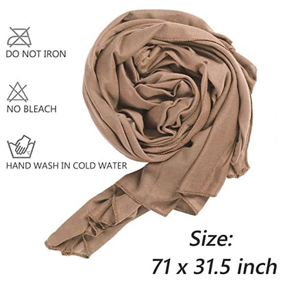 XTREND 4 Pieces Head Wrap Stretch Jersey Turban Bohemian Style Headwraps Solid Color Long Hair Scarf Soft Breathable Knit Turban for Women (Black, White, Army Green, Camel) - color: Black, White, Army Green, Camel