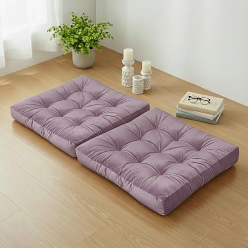 Meditation Cushion Set of 2, Floor Cushions for Adults, Velvet Floor Pillows for Sitting, Tufted Seat Cushions for Yoga, Living Room, Bedroom & Reading Nook, Machine Washable, 22 x 22 Inch, Lavender - color: Lavender, size: 2pack