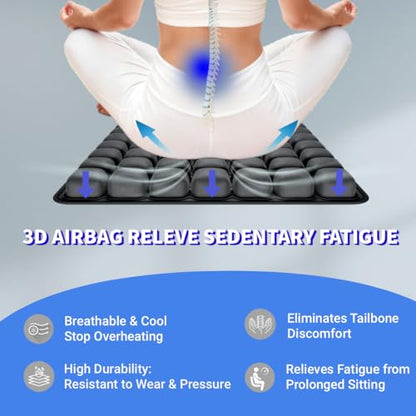 JNHEST Travel Seat Cushion, Without Pump Inflatable Seat Cushion for Long Flights, Press Design Air Portable Seat Travel Cushion, 49 Airbags for Car,Office,Stadium,Ergonomically Pressure Relief.