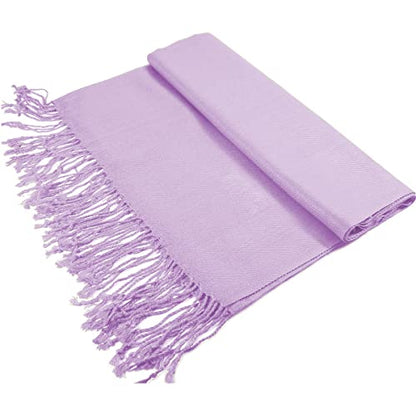 Glory Max Women Large Soft Silky Pashmina Shawl Wrap Scarf in Plain Solid Colors - color: Lavender