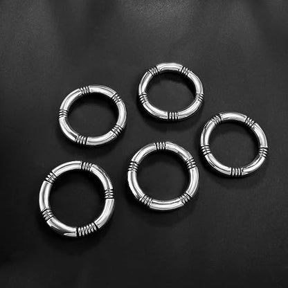 Gold Chunky Bangles Bracelets For Women 14k Gold Plated Stack Layered Curved Bamboo Tube Stretch Bracelets Gift Jewelry - color: 5pcs Silver