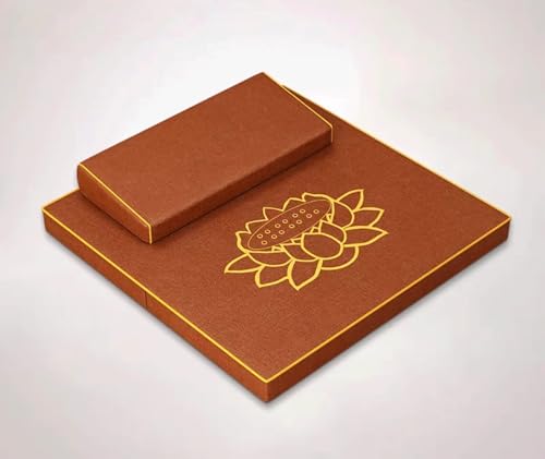 Handcrafted Meditation Mat,Portable Foldable Floor Cushion Outdoor Coconut Fibre Linen Yoga Cushion(Size:60x60cm(24x24inch),Color:Orange) - color: Orange, size: 60x60cm(24x24inch)
