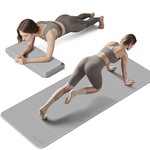 PAIDU Foldable Fitness Yoga Mat | 2/5" (10MM) Extra Thick | SGS Certified Non-Slip TPE | 75x26" Extra Long-Wide | Portable & Easy Store | for Yoga, Pilates, Home Gym & Full-Body Workouts - color: Dark grey+ black