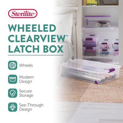 Sterilite 12-Pack ClearView Latch Box, Wheeled Underbed Organizer Bins for Home, 60 Quart - size: 12 Pack, style: 60 Quart