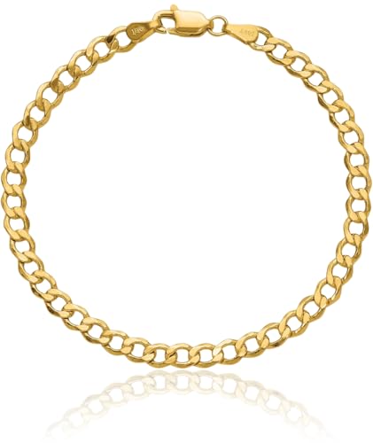 IceCarats 14K Yellow Gold 4.3mm Thick Curb Chain Link Bracelet, Polished