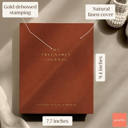 Peachly Pregnancy Journal - Linen Pregnancy Book to Capture Every Milestone - Pregnancy Must Haves - Baby Book Keepsake Pregnancy Journals For First Time Moms and Experienced Moms (Rust) - color: Rust