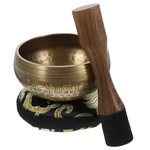 BESPORTBLE Yoga Meditation Bowl Hand-hammered for Mindfulness and Peace of Mind Handmade Singing Bowl Set for Yoga Vipassana and Spiritual Relaxation Gift for Men and Women