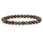 Angelstones Handmade Natural Healing Gemstone 6mm Round Beads Stretch Crystal Bracelet 7 Inch Unisex - color: Dragon Blood Jasper