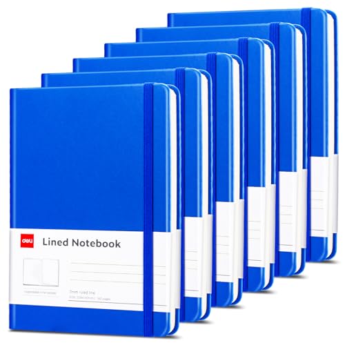 deli 6 Pack Blue Lined Journal Notebook for Work, Moleskine Notebooks, A5 (5.5"x8.3"), 160 Pages Hardcover Journaling Notebooks, Blue College Ruled Notebooks for Notes-taking/Work/Travel - color: 6 Pack Blue