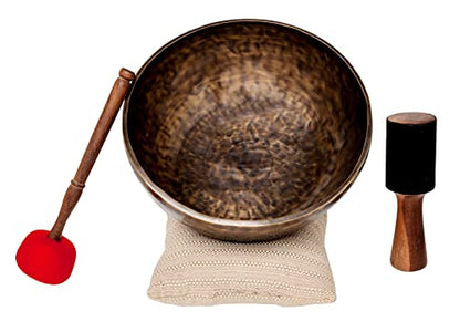 Large Tibetan Singing Bowl Set by Ohm Store — Jupiter Pure Bronze Meditation Sound Bowl 12 Inches, 2 Mallets and a Cushion — Sound Bath Instrument to Enhance Yoga, Prayer, Chakra Healing, and Mindset - color: Jupiter