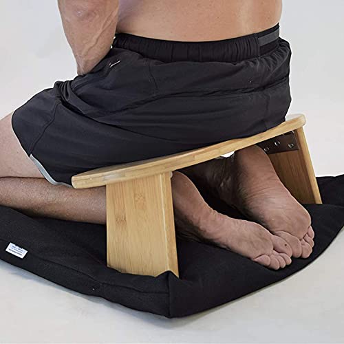 Kneeling Meditation Bench, Folding Ergonomic Yoga Sitting Stool, Bench in Solid Bamboo Wood - 50 * 19 * 18Cm