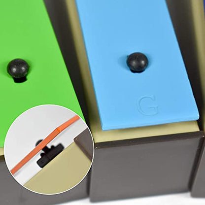 ENNBOM Xylophone Glockenspiel 8 Notes Chromatic Resonator Bells with Green Case