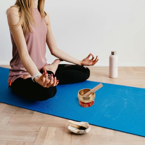 Unomor Brass Tibetan Singing Bowl Set with Cushion and Mallet for Yoga Meditation Antique Sound Bowl for Healing Frequencies Mindfulness Relaxation Decorative Home Decor