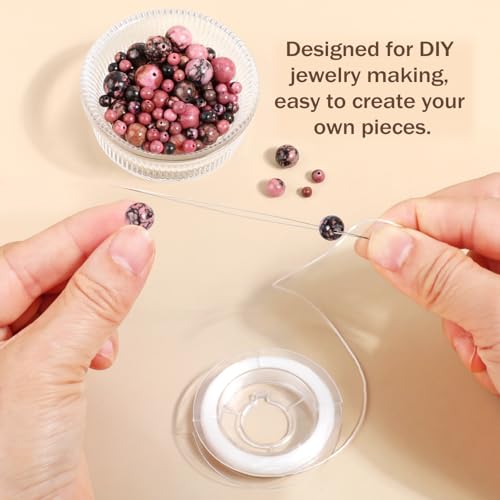 AD Beads 8mm Natural Round Loose Beads 110 Pieces, for Making 108 Mala Prayer Beads Necklace, Bracelet & Yoga Meditation, Jewelry Design （Red Black Rhodonite） - color: Red Black Rhodonite, size: 8mm-110pcs