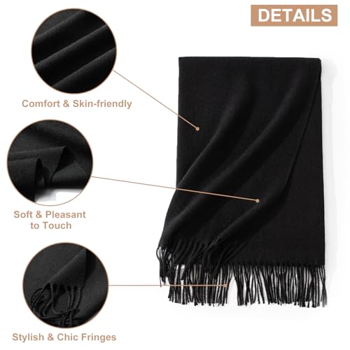 Sumolux Scarf for Women Pashmina Shawls Wraps for Evening Dresses Wedding Bridesmaid Gifts Winter Warm Soft Scarves - color: Black