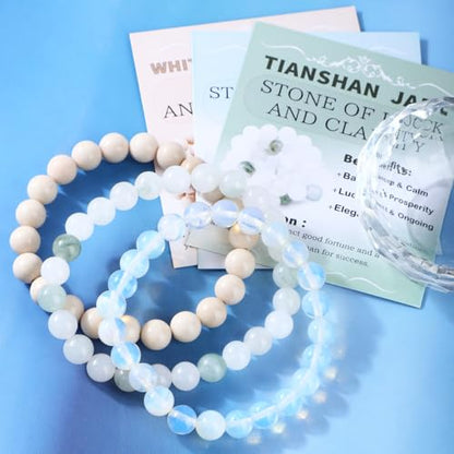 2/3-Pieces 4mm 6mm 8mm Natural Crystal Gemstone – Handmade Reiki Energy Healing Stretch Bracelets Jewelry for Yoga, Meditation, Unisex