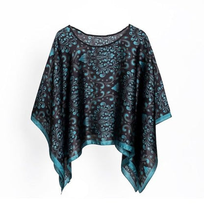 Women's Satin Cover Up Short Poncho Tops Sheer Chiffon Boho Pashmina Shawl Beach Soft Shawl - color: Style16
