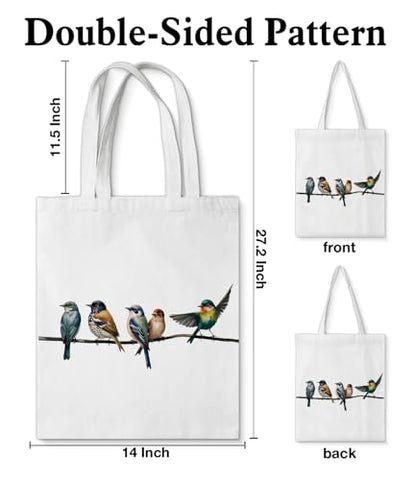 Aesthetic Canvas Tote Bag for Women，Cute Double-Sided Pattern Shoulder Bag