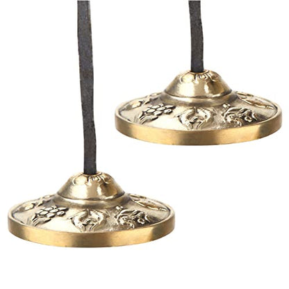 Meditation Bell, 6.5cm Tibetan Tingsha Cymbals Meditation Chime Bells Yoga Finger Chime Buddhist Percussion Instruments (Auspicious patterns) - size: Auspicious patterns