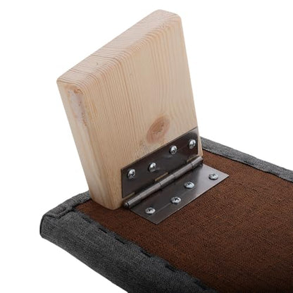 Foldable Wooden Bench Deep Gray Ergonomic Stool with Slanted Seat for Mindfulness Practice and Prayer