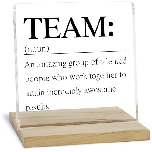 Team Definition Acrylic Plaque, Inspirational Desk Decor Sign for Women Coworker - color: Team