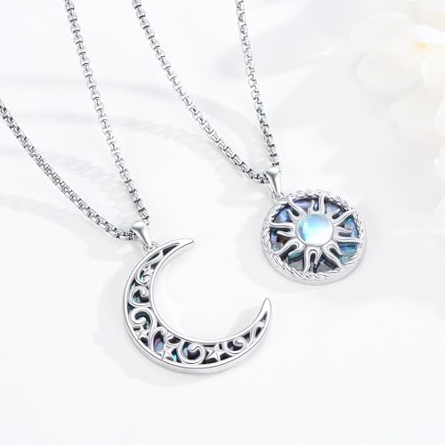 Yin Yang Necklaces for Women Men 925 Sterling Silver Pendant Necklace Yin Yang Jewelry for Women Men Couples - style: Sun Moon #1