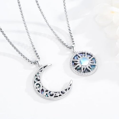 Yin Yang Necklaces for Women Men 925 Sterling Silver Pendant Necklace Yin Yang Jewelry for Women Men Couples - style: Sun Moon #1