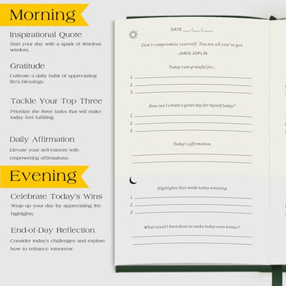 The Original Gratitude Journal with Inspiring Prompts & Quotes for Mindfulness, Reflection & Personal Growth - Daily Wellness Journal for Men & Women - Luxurious Earth Green Cover - color: Earth Green