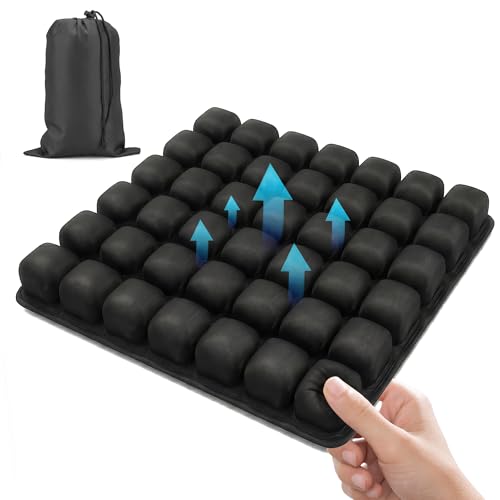 Travel Cushion Airplane Seat, Airplane Seat Cushion for Long Flight, Press Type Inflatable Seat Cushion, Portable 42 Airbag Cushion With Air Pump for Wheelchair,Office,Car,Stadium, Pressure Relief