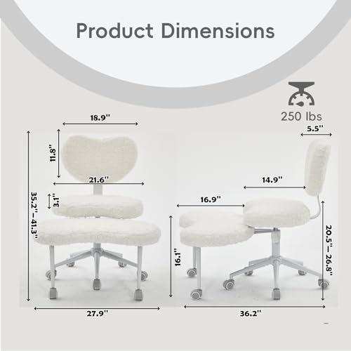 Meditation Chair with Wheels, Ergonomic Criss Cross Chair, Adjustable ADHD Floor Sitting Chair, Swivel Cross Legged Office Chair with High Back, Kneeling Posture Chair, Plush Faux Fur Fabric（Beige） - color: （plush Faux Fur Fabric）beige