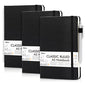 feela 3 Pack Notebooks Journals Bulk with 3 Black Pens, A5 Hardcover Notebook Classic Ruled Lined Journal Set with Pen Holder for Work Business Journaling Note Taking, 120 GSM, 5.1”x8.3”, Black - color: 3 Pack black