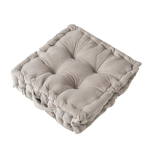 Square Floor Cushions for Adults, 17" Solid Color Velvet Square Floor Pillow Seating Cushions for Living Room Bedroom Reading Yoga Bedroom Home Decor (Grey, 17 * 17 inches) - color: Grey