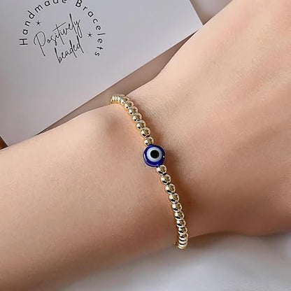 3mm Diamond Classic Tennis Bracelet for Women Dainty, Gold Jesus Cross Bracelets Trendy, 14K Gold Plated Heart/Evil Eye/Pearl/Starfish & Seashell Charm Bracelets for Women Bulk - style: EvilEye-Gold