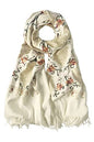 Urban CoCo Women's Embroidered Tassel Long Shawl Oversize Scarf Wraps for Women - color: #3-white
