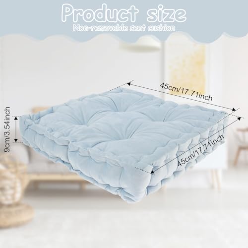Meditation Cushion Floor Pillow, Large Square Floor Cushions for Adults, Double-Side Tufted Seat Cushion, Floor Pillows Seating for Classroom Sofa Living Room Tatami Outdoor Yoga, 17.7x17.7x43.5in