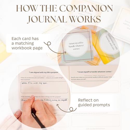 Affirmation Cards for Women with Guided Journal – 52 Positive Affirmations Cards, Wooden Stand & Daily Reflection Workbook, Mindfulness Cards for Desk, Self Care and Motivational Gift Set