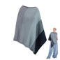 MissShorthair Knit Shawl Wraps for Women Boho Crochet Shawls Cape Open Front Cardigan - color: Gray Green Gradient Striped