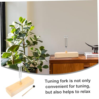 SECFOU 1 Set Tuning Fork Meditation with Wooden Voice Box Mallet Healing Tuning Forks for Stress Reduction Balance Exercises Portable Meditation Tools for Sound Therapy