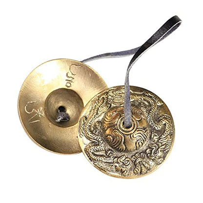 Amagogo Meditation Bell Tibetan Buddhist Hand Bells Tingsha Cymbal Singing Bowls Metal Instrument Compact Design Leather Strap Suitable for Mindfulness Yo, A - color: A