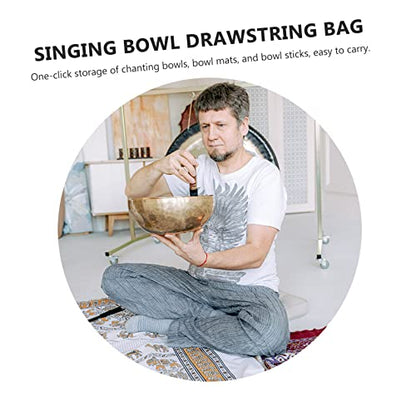 FRCOLOR 2Pcs Buddha Sound Bowl Drawstring Bag Cotton Linen Pouch for Meditation and Yoga Zen Style Adjustable Storage Bag for Singing Bowls