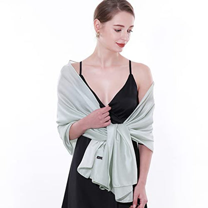 Womens Scarf Pashmina Shawls and Wraps for Evening Dresses Like Chiffon Silk Scarf for Bridal Weddings - color: Green-2