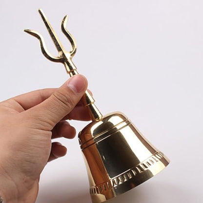 ibasenice Hand Held Ringing Bell 7.48 Inch Copper Meditation Bell for Home Temple Ancestral Halls with Comfortable Handle for Spiritual and Ceremonial Use