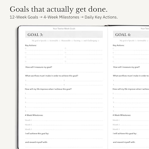 The Phoenix Journal - Quarterly Goal Planner, Daily Planner Journal & Organizer for Goal Setting, Productivity & Focus - Undated 12 Week Planner, Weekly & Monthly Planning, Habit Tracking - Hardcover - Black