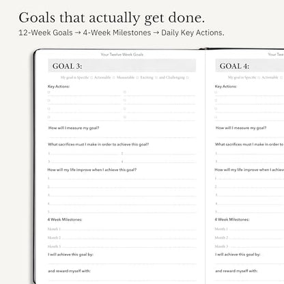 The Phoenix Journal - Quarterly Goal Planner, Daily Planner Journal & Organizer for Goal Setting, Productivity & Focus - Undated 12 Week Planner, Weekly & Monthly Planning, Habit Tracking - Hardcover - Black